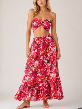 Tiare Hawaii SET Floral Crop Top & Maxi Skirt Tropical XS/S M/L 39205
